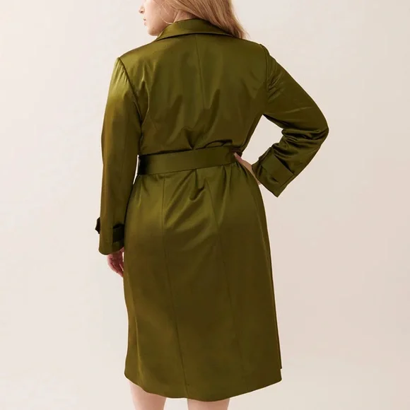 Gabriella Rossetti Caterina Stretch Satin Coat Green Leaf Size 18